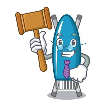 Yargıç demir kurulu maskot karikatür vektör çizim