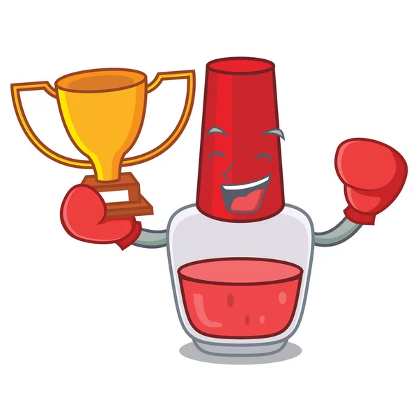 Boxsieger Nagellack Maskottchen Cartoon Vektor Illustration — Stockvektor
