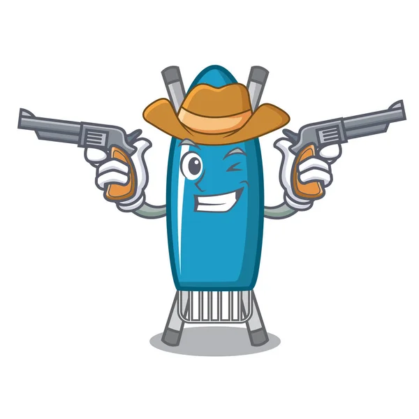 Cowboy Ferro Bordo Personagem Desenho Animado Vetor Ilustração — Vetor de Stock