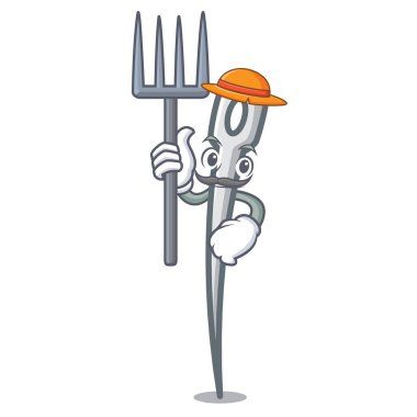 Çiftçi iğne karakter karikatür tarzı vektör çizim