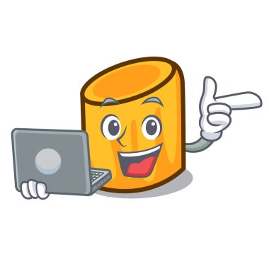 Dizüstü rigatoni karakter karikatür tarzı vektör çizim ile