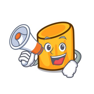 Megafon rigatoni karakter karikatür tarzı vektör çizim ile