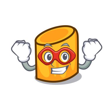 Süper kahraman rigatoni karakter karikatür tarzı vektör çizim