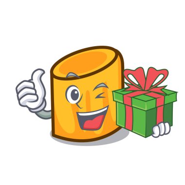 Hediye rigatoni maskot karikatür tarzı vektör çizim ile