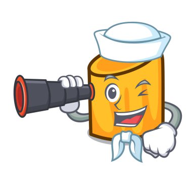 Denizci dürbün rigatoni maskot karikatür tarzı vektör çizim ile