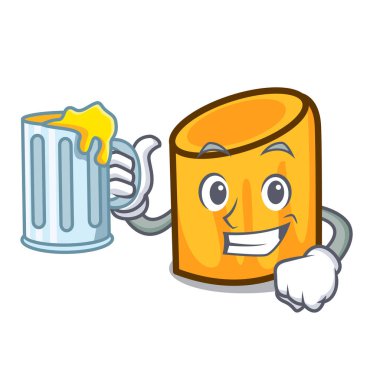 Suyu rigatoni maskot karikatür tarzı vektör çizim ile