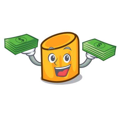 Para çantası rigatoni maskot karikatür tarzı vektör çizim ile