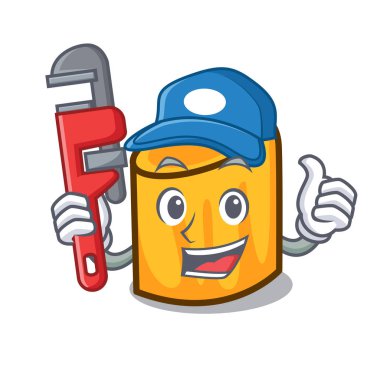 Tesisatçı rigatoni maskot karikatür tarzı vektör çizim