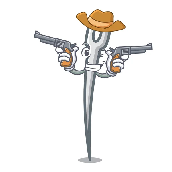Cowboy Needle Character Cartoon Style Vector Illustration — Stock Vector