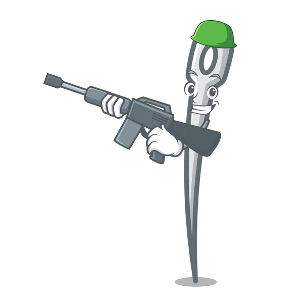 Exército Agulha Personagem Desenho Animado Estilo Vetor Ilustração —  Vetores de Stock