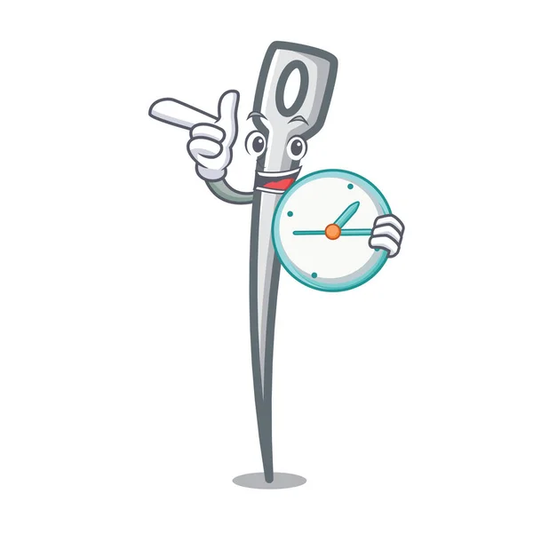 Con Aguja Del Reloj Personaje Dibujos Animados Estilo Vector Ilustración — Vector de stock