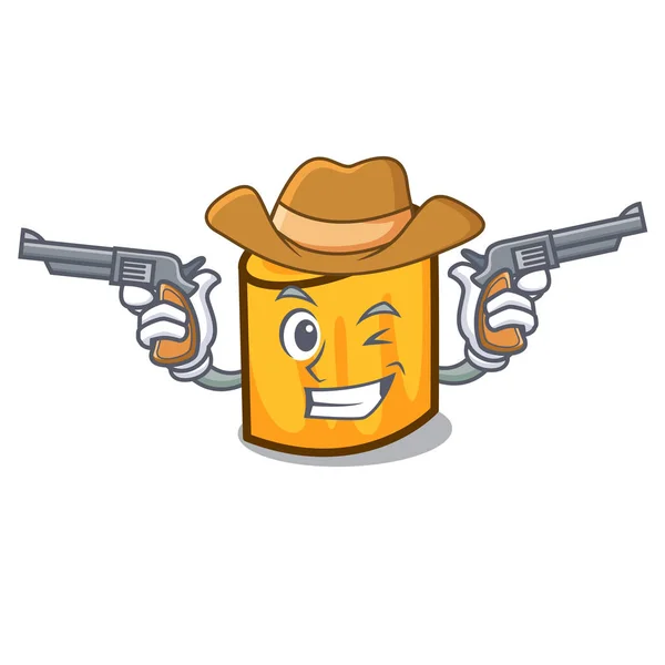 Cowboy Rigatoni Personagem Desenho Animado Estilo Vetor Ilustração —  Vetores de Stock