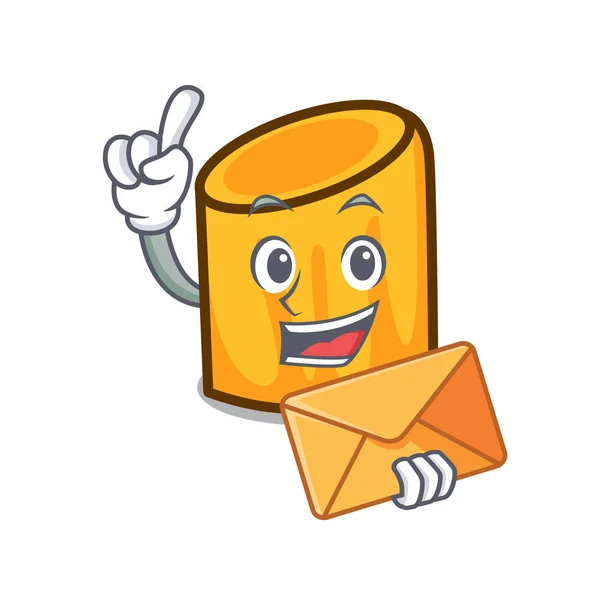 Com Envelope Rigatoni Personagem Desenho Animado Estilo Vetor Ilustração — Vetor de Stock