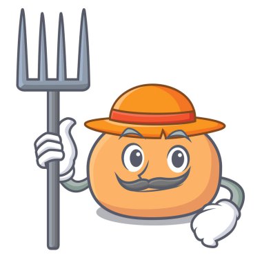 Çiftçi mochi karakter karikatür tarzı vektör çizim