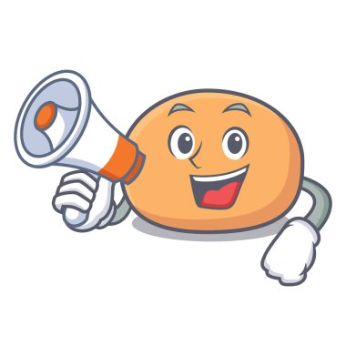 Megafon mochi karakter karikatür tarzı vektör çizim ile