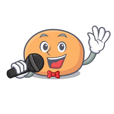 Şarkı mochi maskot karikatür tarzı vektör çizim