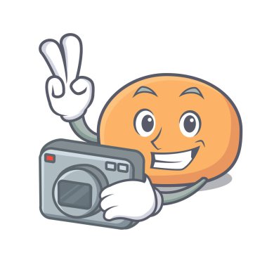 Fotoğrafçı mochi maskot karikatür tarzı vektör çizim