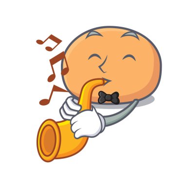 Trompet mochi maskot karikatür tarzı vektör çizim ile