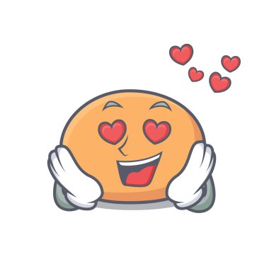 Aşk mochi maskot karikatür tarzı vektör çizim içinde