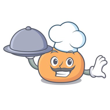 Şef gıda mochi maskot karikatür tarzı vektör çizim ile