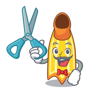 Kuaför yüzmek fin karakter karikatür vektör çizim