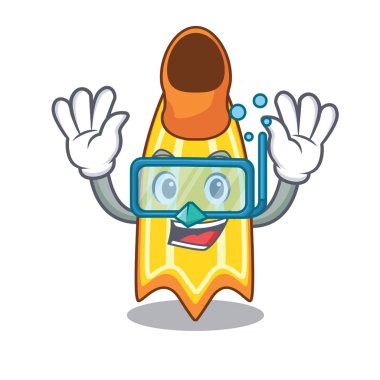 Dalış yüzmek fin karakter karikatür vektör çizim