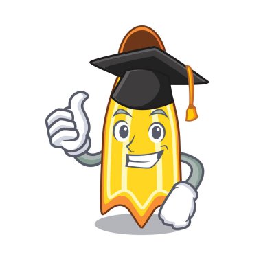 Mezuniyet yüzmek fin karakter karikatür vektör çizim