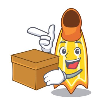 Kutusu yüzmek fin karakter karikatür vektör çizim ile