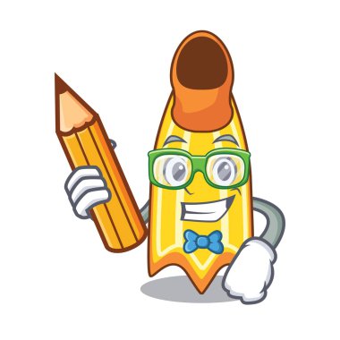 Öğrenci yüzmek fin karakter karikatür vektör çizim