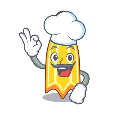 Şef yüzmek fin karakter karikatür vektör çizim