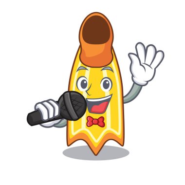 Şarkı yüzmek fin maskot karikatür vektör çizim