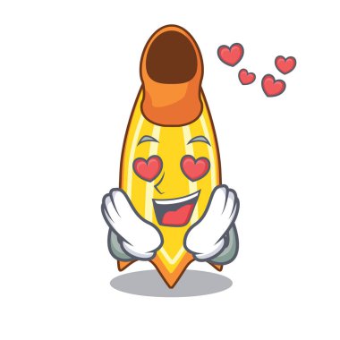 Aşk yüzmek fin maskot karikatür vektör çizim içinde