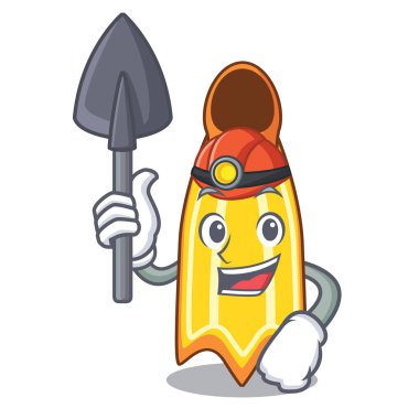 Madenci yüzmek fin maskot karikatür vektör çizim