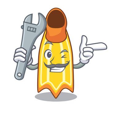 Mekanik yüzmek fin maskot karikatür vektör çizim