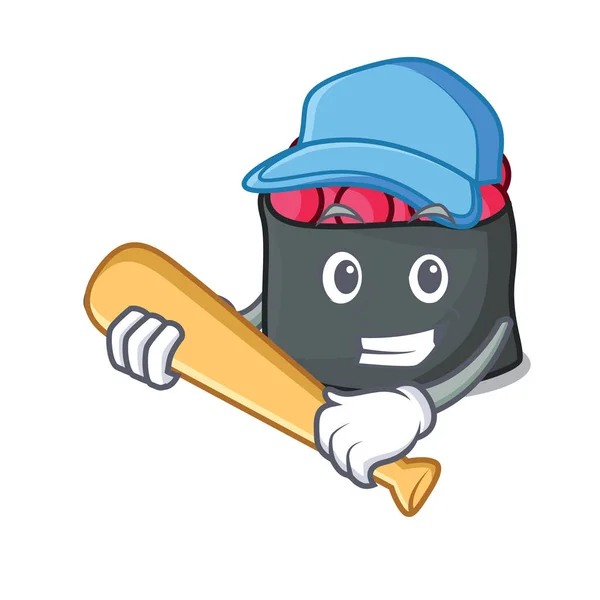 Giocare Baseball Ikura Personaggio Cartone Animato Stile Vettoriale Illustrazione — Vettoriale Stock