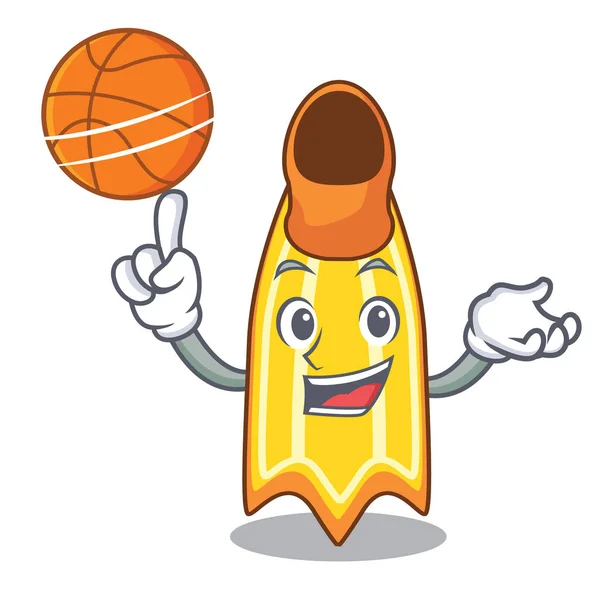 Μπάσκετ Κολύμπι Fin Χαρακτήρα Καρτούν Εικονογράφηση Φορέα — Διανυσματικό Αρχείο