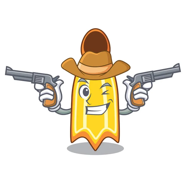 Cowboy Natação Aleta Personagem Cartoon Vetor Ilustração — Vetor de Stock