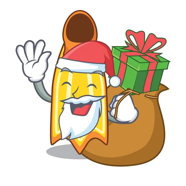 Santa Gift Swim Fin Mascot Cartoon Vector Illustration — Stock Vector