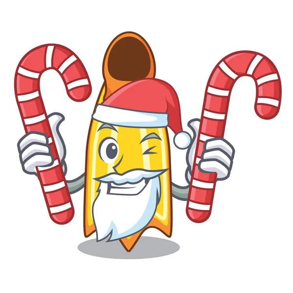 Santa Con Caramelo Nadar Mascota Aleta Dibujos Animados Vector Ilustración — Vector de stock