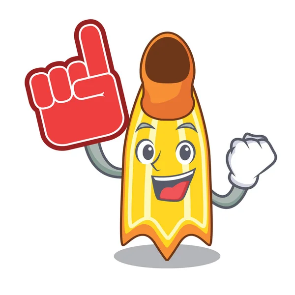 Foam Finger Swim Fin Mascot Cartoon Vector Illustration — Stock Vector