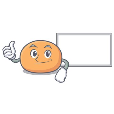 Başparmak yukarıya kurulu mochi karakter karikatür tarzı vektör çizim ile