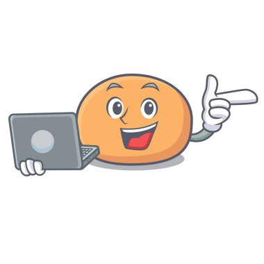 Dizüstü mochi karakter karikatür tarzı vektör çizim ile