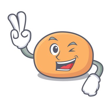 İki parmak mochi karakter karikatür tarzı vektör çizim