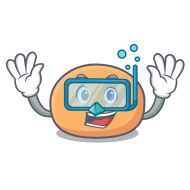 Dalış mochi karakter karikatür tarzı vektör çizim