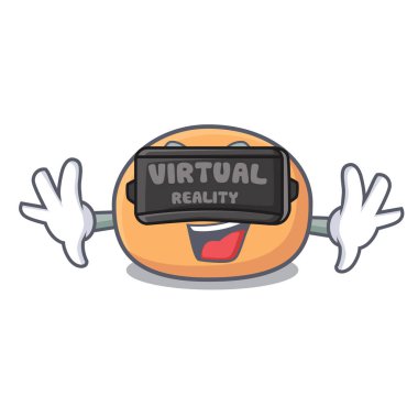 Sanal gerçeklik mochi maskot karikatür tarzı vektör çizim