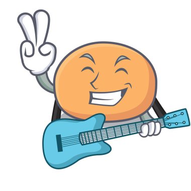 Gitar mochi maskot karikatür tarzı vektör çizim ile
