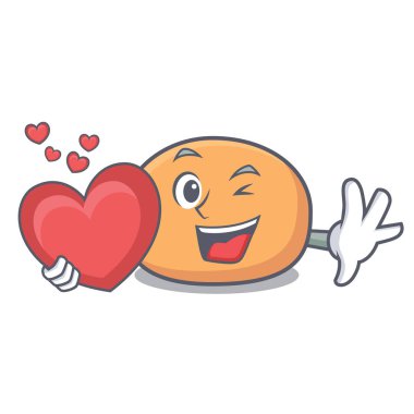 Kalp mochi maskot karikatür tarzı vektör çizim ile