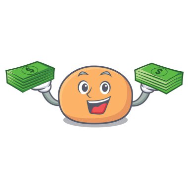 Para çantası mochi maskot karikatür tarzı vektör çizim ile