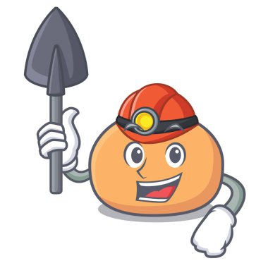 Madenci mochi maskot karikatür tarzı vektör çizim