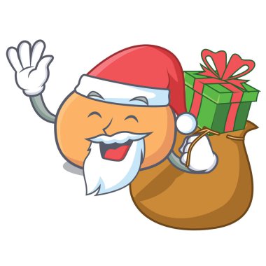 Noel Baba hediye mochi maskot karikatür tarzı vektör çizim ile